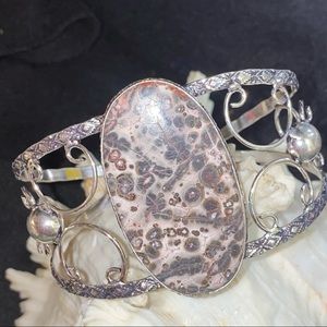 Sale * Leopard Skin Jasper natural Gemstone cuff